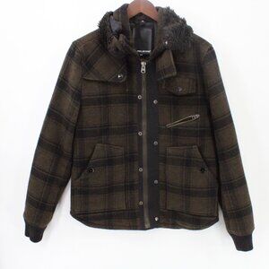 Projek Raw Lumber Jacket Mens Brown Plaid Full Zip Outdoor Multi Pocket Lined M